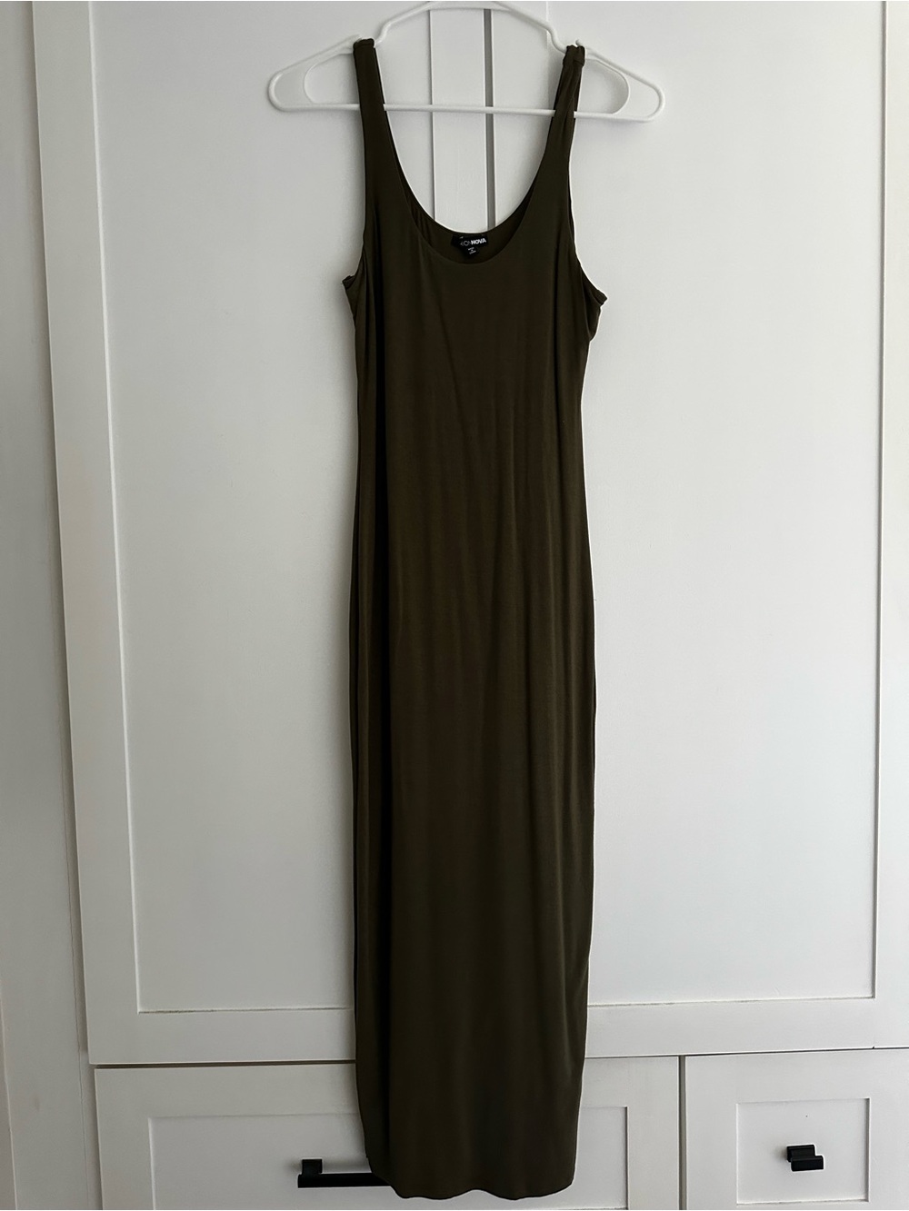 Fashion Nova Olive Green Scoop Neck Maxi Dress